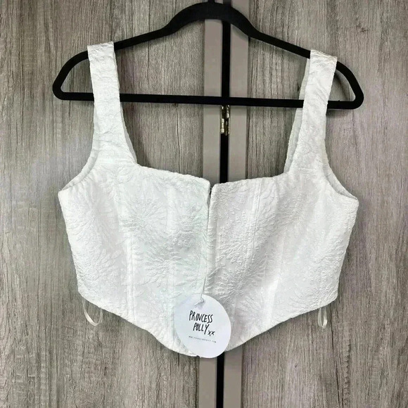 Princess Polly Bustier Corset Sz 12 White Textured NEW - Picture 1 of 10